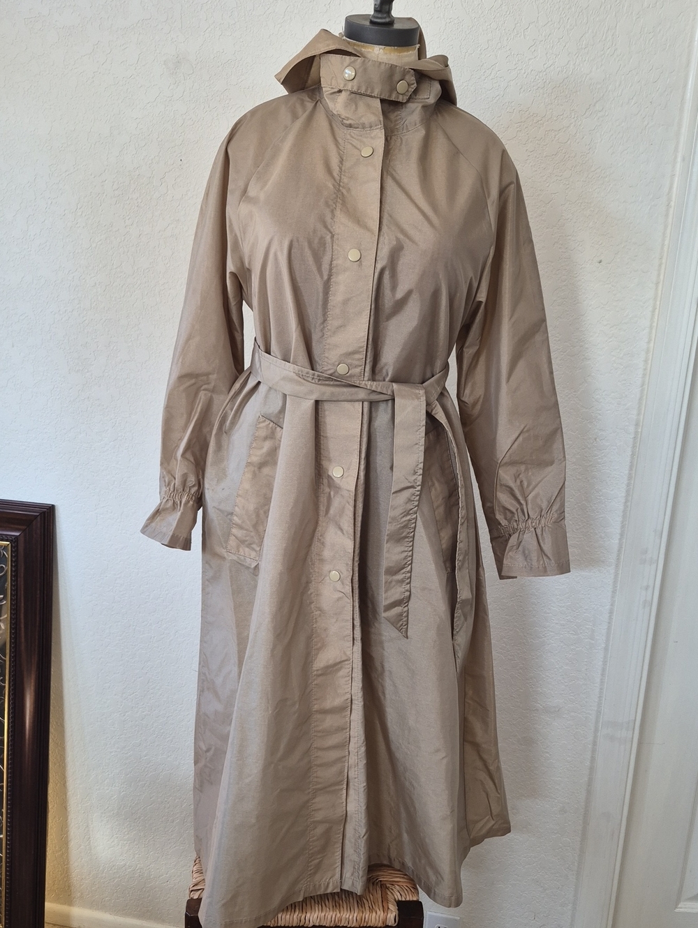 Aqua Sheen  NY/Miami 80s Belted Rain Jacket
